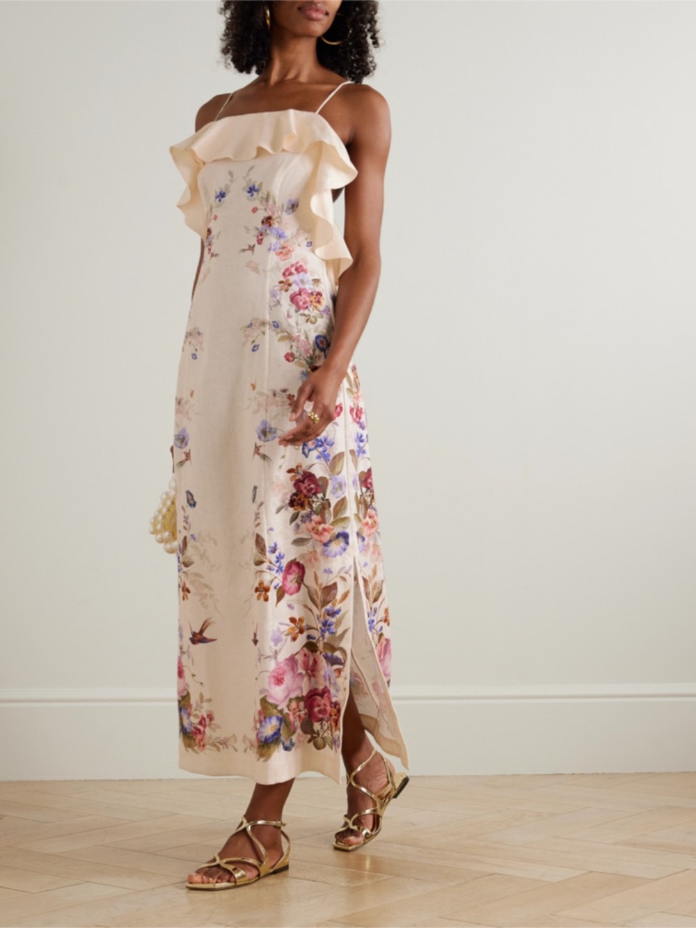 Zimmerman Patience Floral Linen Midi Dress